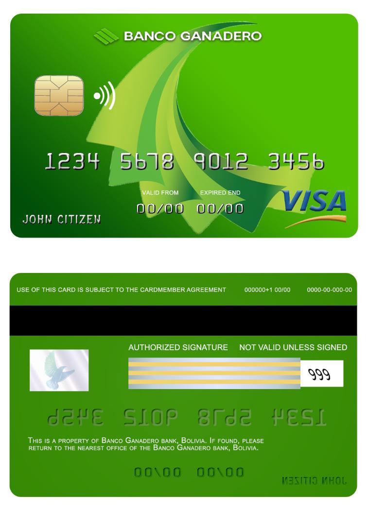 Bolovia Ganadero bank visa card